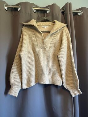 Aemi+ Co 3/4 Button-Up Sweater in Beige